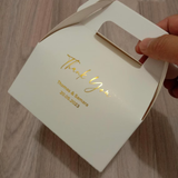 100 White Black Personalized Carrying Gold Foil Wording Favor Boxes