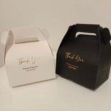 100 White Black Personalized Carrying Gold Foil Wording Favor Boxes
