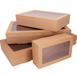 25 Kraft Picnic Paper Favor Boxes Base Lid Clear Window