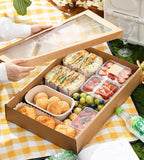 25 Kraft Picnic Paper Favor Boxes Base Lid Clear Window