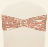 Rose Gold Spandex Sequin Glitter Chair Bands