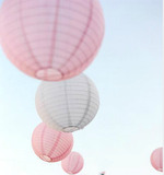 30x 30cm White & Pink Paper Lanterns