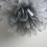 30pcs Tissue Paper Pom Poms - Grey White Yellow