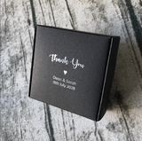 100 Black Favor Boxes Personalized Silver Foil Wordings