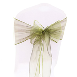Olive Green Organza Chair Sashes Table Runners
