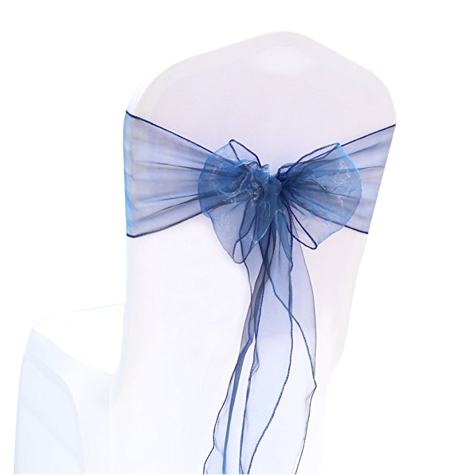 Navy Blue Organza Chair Sashes Table Runners JoyAus