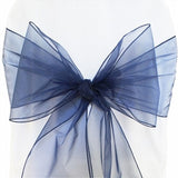 Navy Blue Organza Chair Sashes Table Runners
