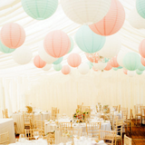 30x 30cm White Pink Mint Paper Lanterns