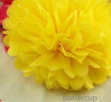 White Paper Lanterns & Buttercup Pom Poms