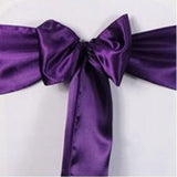 Eggplant Satin Chair Sashes Table Runners