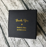 100 Black Favor Boxes Personalized Silver Foil Wordings