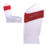 Rose Gold  Silver Spandex Sequin Glitter Chair Sashes Bands