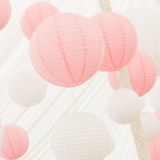 30x 20cm White Pink Paper Lanterns