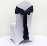 Navy Blue Satin Chair Sashes Table Runners