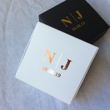 100 White Black Personalized Rose Gold Foil Wording Favor Boxes