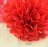 White Paper Lanterns & Red Pom Poms