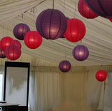 30x 30cm Paper Lanterns - Red & Purple