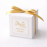 100 White Favor Boxes Foil Personalized Stickers