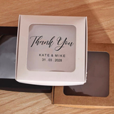 100 Square Personalized Cookie Favor Boxes with Clear Window