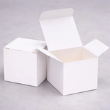 100 White Favor Boxes Foil Personalized Stickers