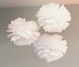 30pcs Tissue Paper Pom Poms - White