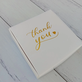 100 White Boxes Gold Foil Wordings