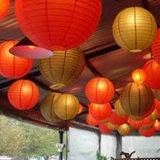 30 30cm Red Metalic Gold Paper Lanterns