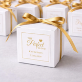 100 White Favor Boxes Foil Personalized Stickers
