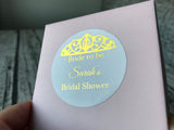 100 White Personalized Bridal Shower Foil Wording Stickers