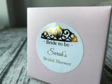 100 White Personalized Bridal Shower Foil Wording Stickers