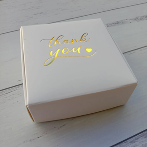 100 White Boxes Gold Foil Wordings