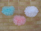 30pcs Tissue Paper Pom Poms - Pink Blue White