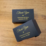 100 Black Rectangle Favor Boxes - Foil Personalized Wordings