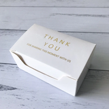 White Rectangle Favor Boxes - Gold Foil Wordings