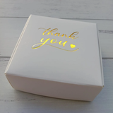 100 White Boxes Gold Foil Wordings