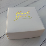 100 White Boxes Gold Foil Wordings