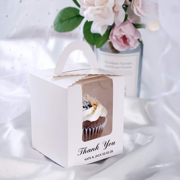 100 Personalised Cupcake Favor Box & Holder Wedding Party Gift Box