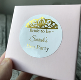 100 White Hens Party Sticker Foil Personalized Wording