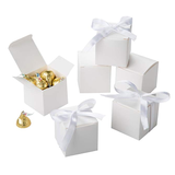 200 White Cubic Personalized Wedding Party Favor Gift Boxes Business Logo Print