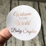 100 Round Baby Shower Gold Foil Personalized Sticker