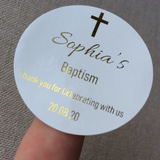 100 White Personalized Baptism Foil Wording Stickers