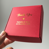 red square wedding party cookie boxes