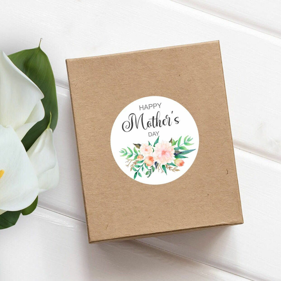 100 White Happy Mother's Day Gift Stickers Labels