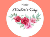 100 Floral White Happy Mother's Day Gift Stickers Labels