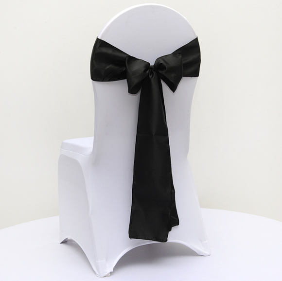 Black Satin Chair Sashes Table Runners