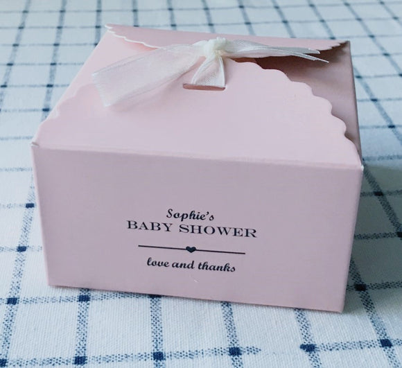 100 Pink Personalized Favor Boxes for Baby Shower
