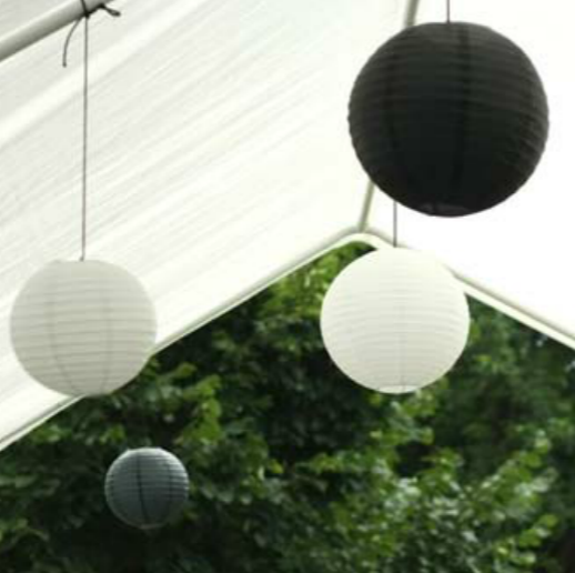 30x 20cm White Black Paper Lanterns