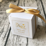 100 White Favor Boxes Foil Personalized Stickers