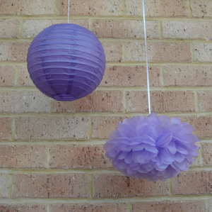 Purple Paper Lanterns & Lilac Pom Poms