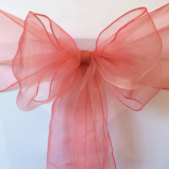Watermelon Red Organza Chair Sashes Table Runners